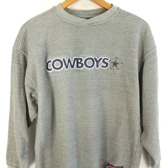 Dallas Cowboys Sweatshirt Mens Large NFL Active Gray Blue Embroidered Distressed - Picture 1 of 12